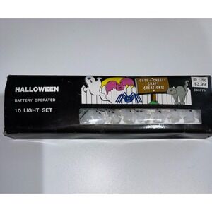Vintage Halloween battery operated ghost light‎ strand molded TESTED 1994